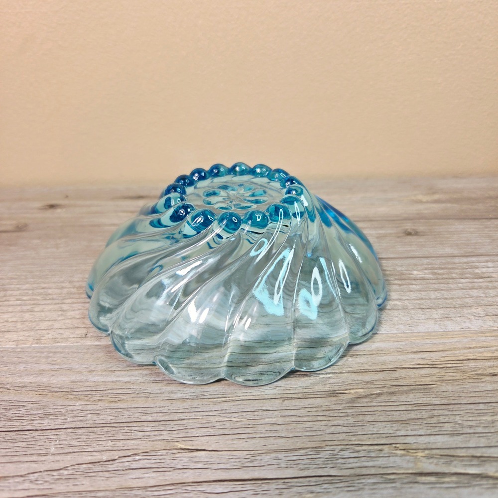 Vintage Hazel Atlas Capri Aqua Blue Swirl 5" Berry Dessert Bowls Set of 6 - Picture 5 of 6